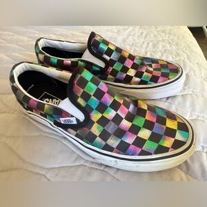 Vans Women's Slip-On Sneakers - Iridescent Multicolor Checkered